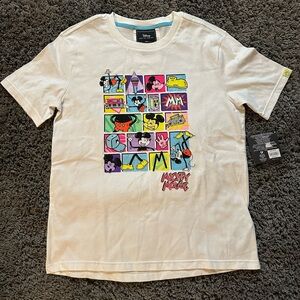 Disney Cream T-Shirt with Colorful Mickey Mouse Blocks